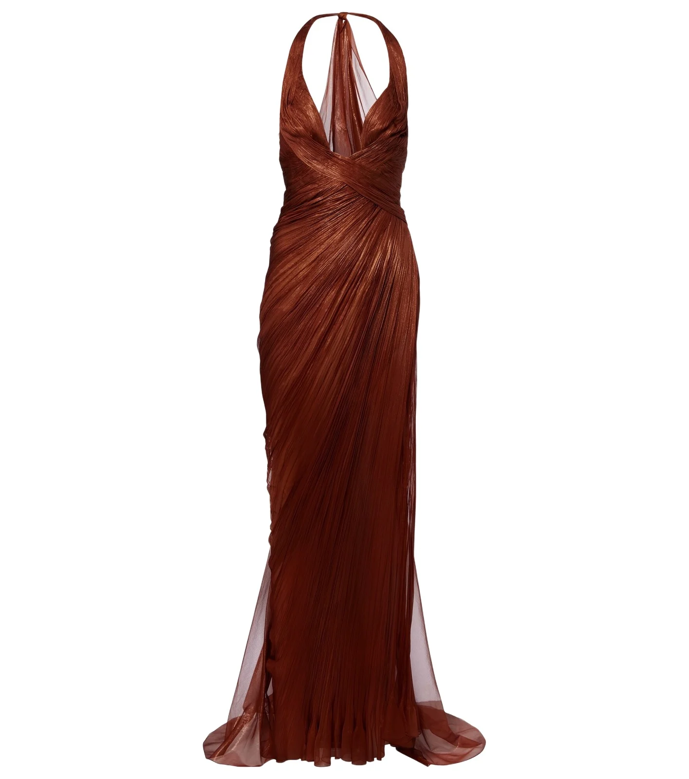 Milagros halterneck silk muslin gown