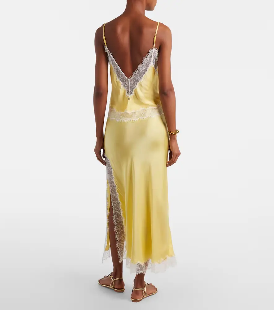 Poupette St Barth Lila lace-trimmed satin slip skirt | Thumbnail 2