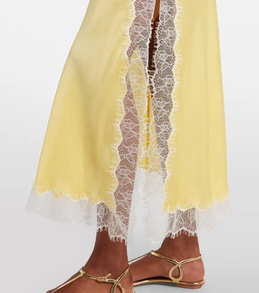Poupette St Barth Lila lace-trimmed satin slip skirt | Thumbnail 4