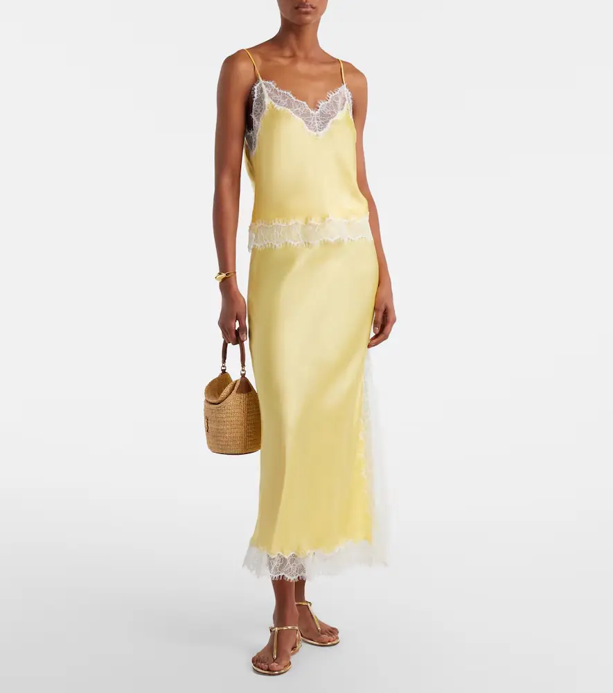 Poupette St Barth Lila lace-trimmed satin slip skirt | Thumbnail 5