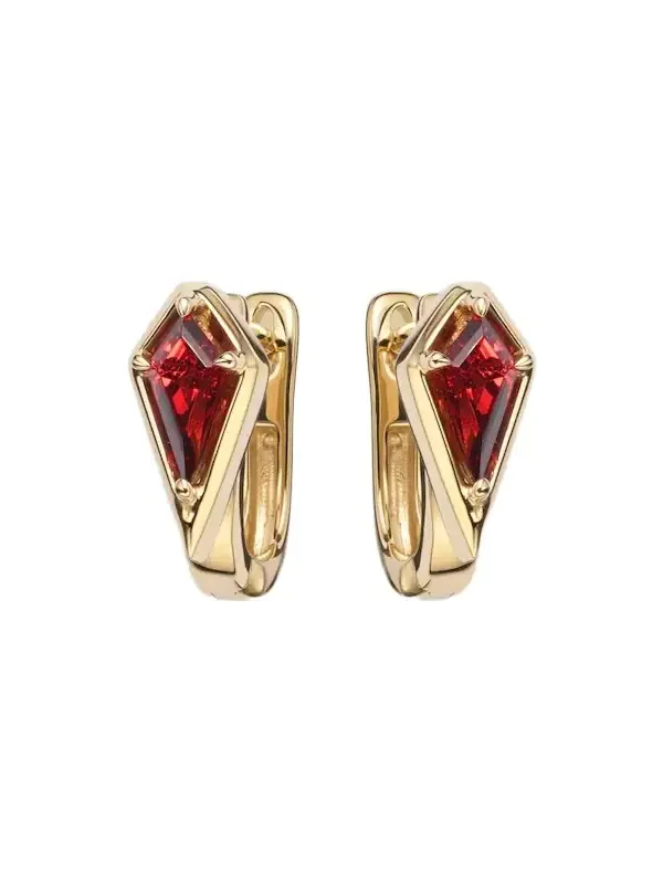 Kite 14kt gold huggie earrings with garnet Kite 14kt gold huggie earrings with garnet