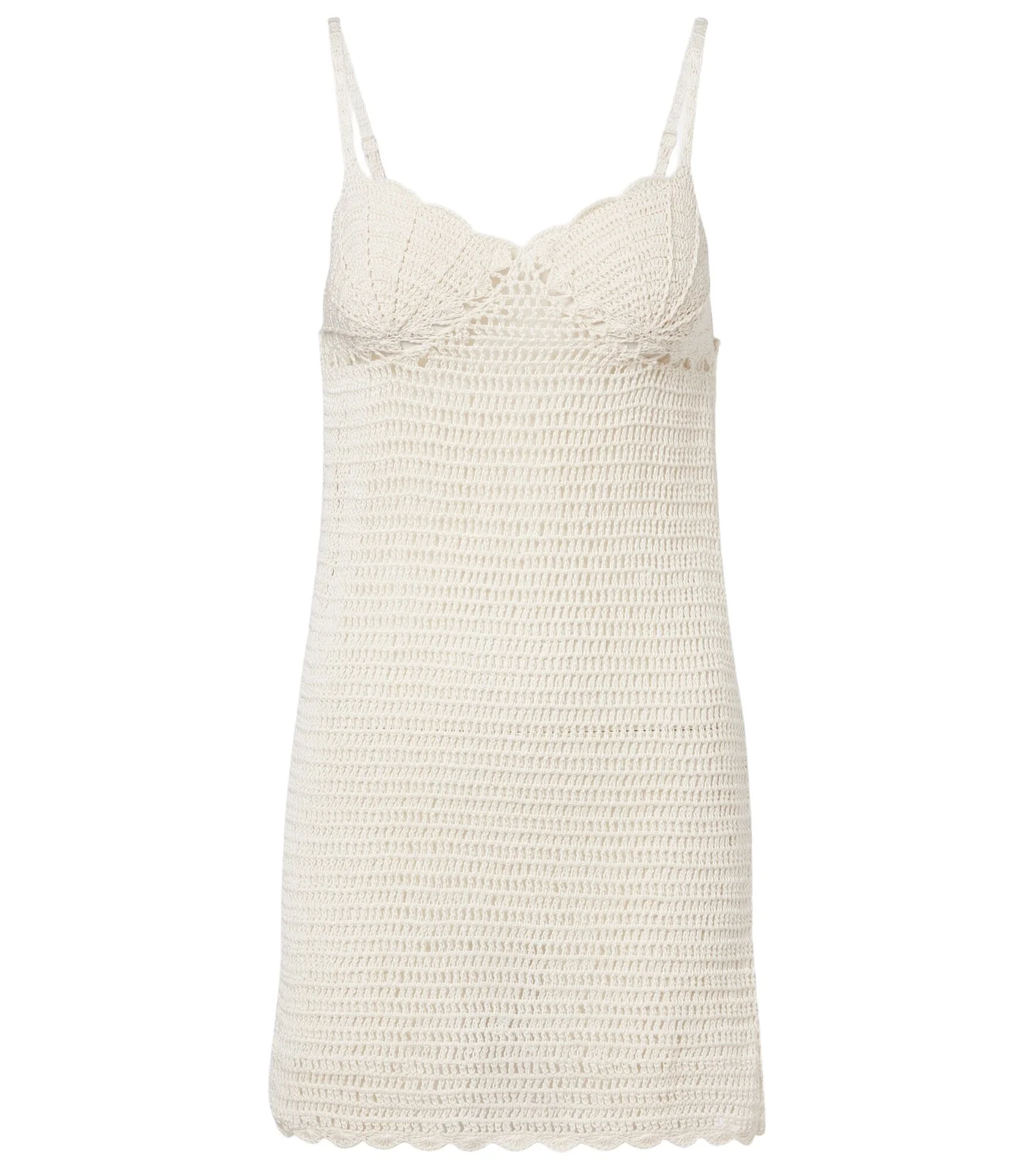 Crochet scalloped cotton minidress