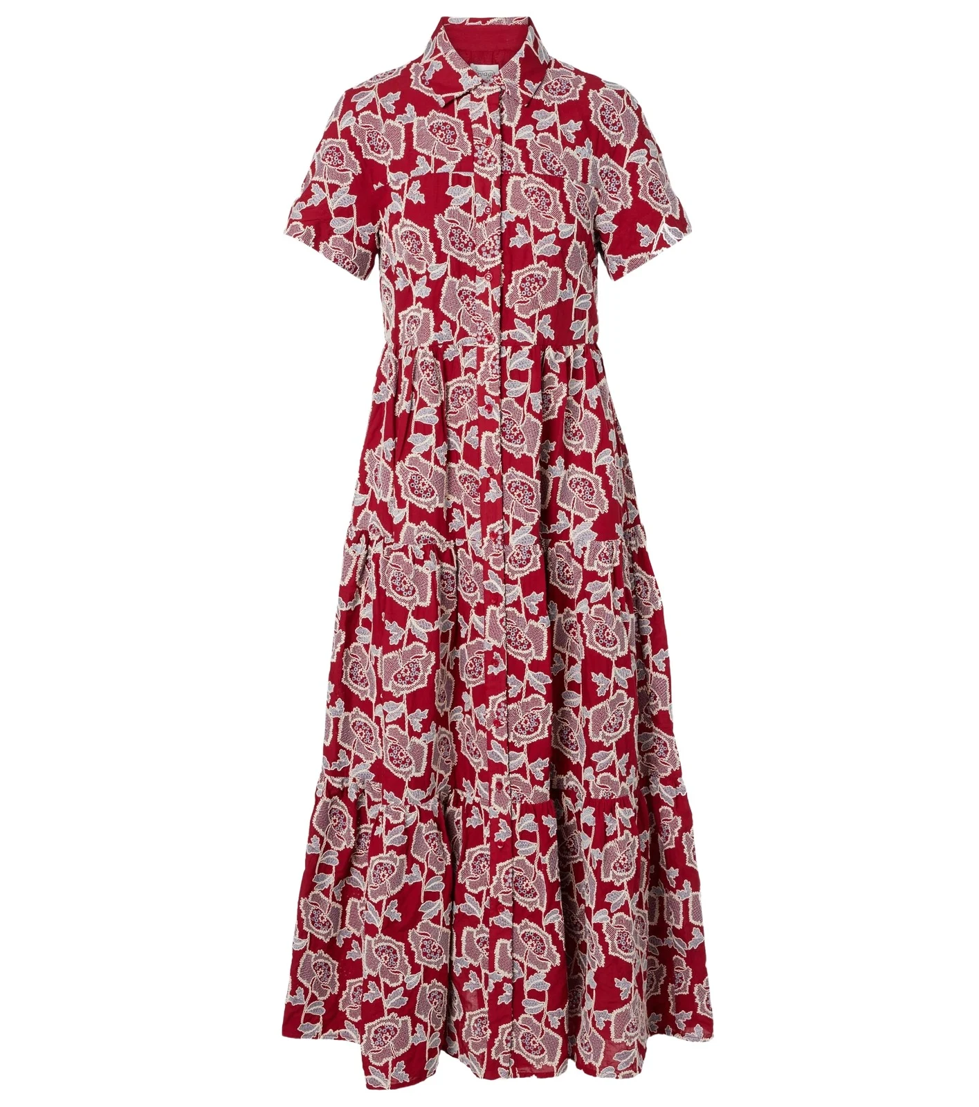 Embroidered cotton-blend shirt dress Embroidered cotton-blend shirt dress