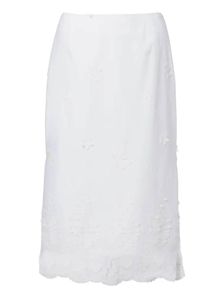 Malik embroidered cotton midi skirt Malik embroidered cotton midi skirt