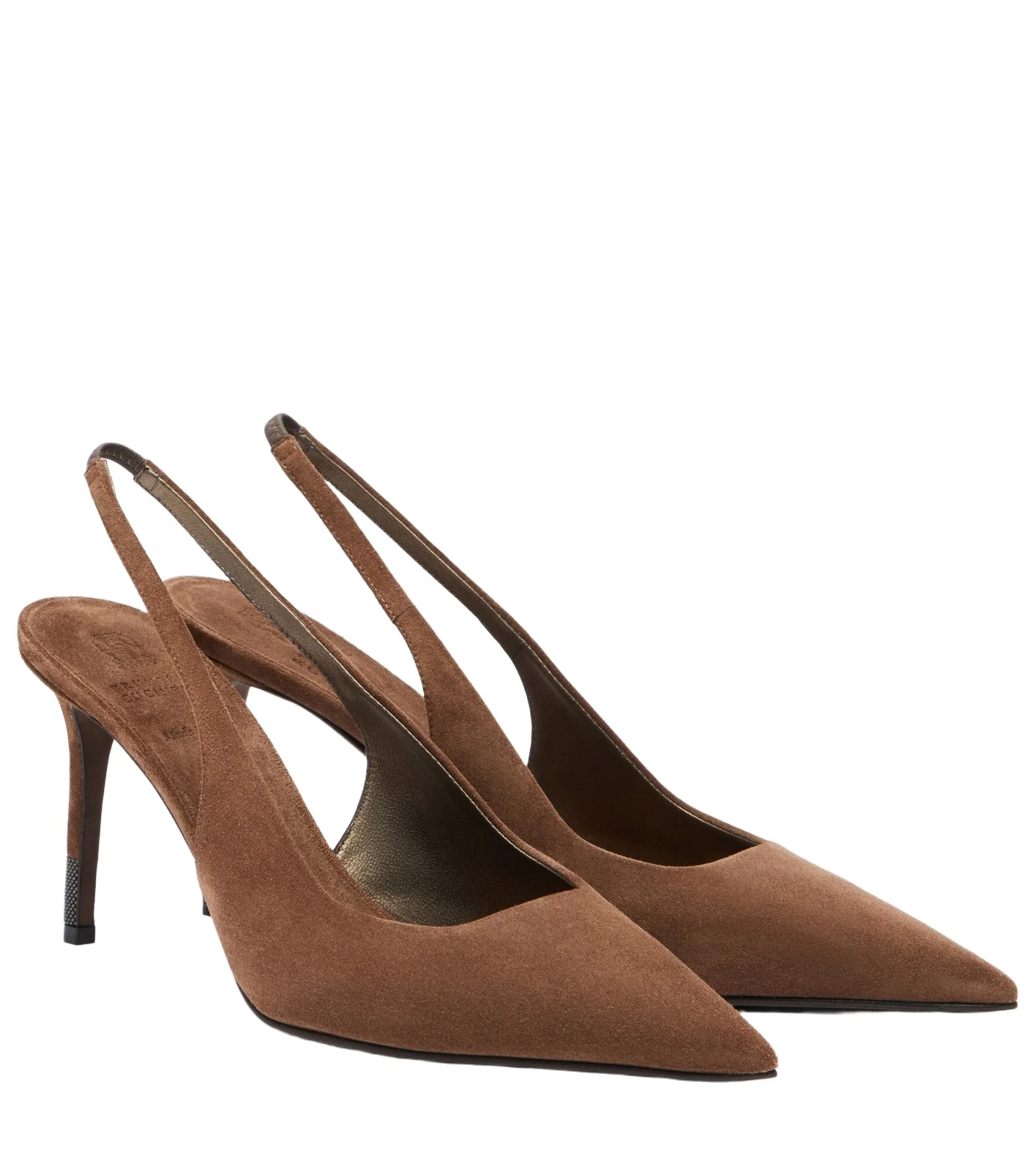 Monili suede slingback pumps