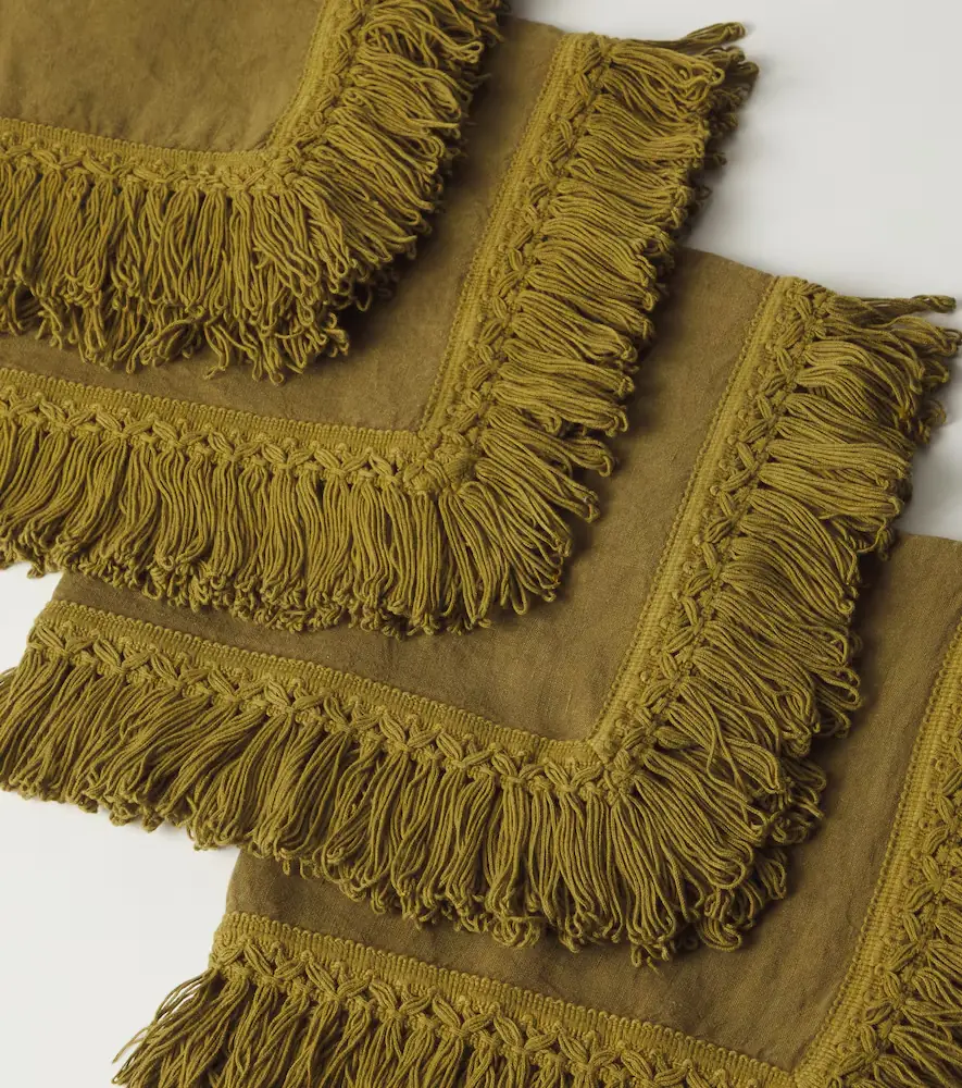 Once Milano Set of 4 fringed linen napkins | Thumbnail 3