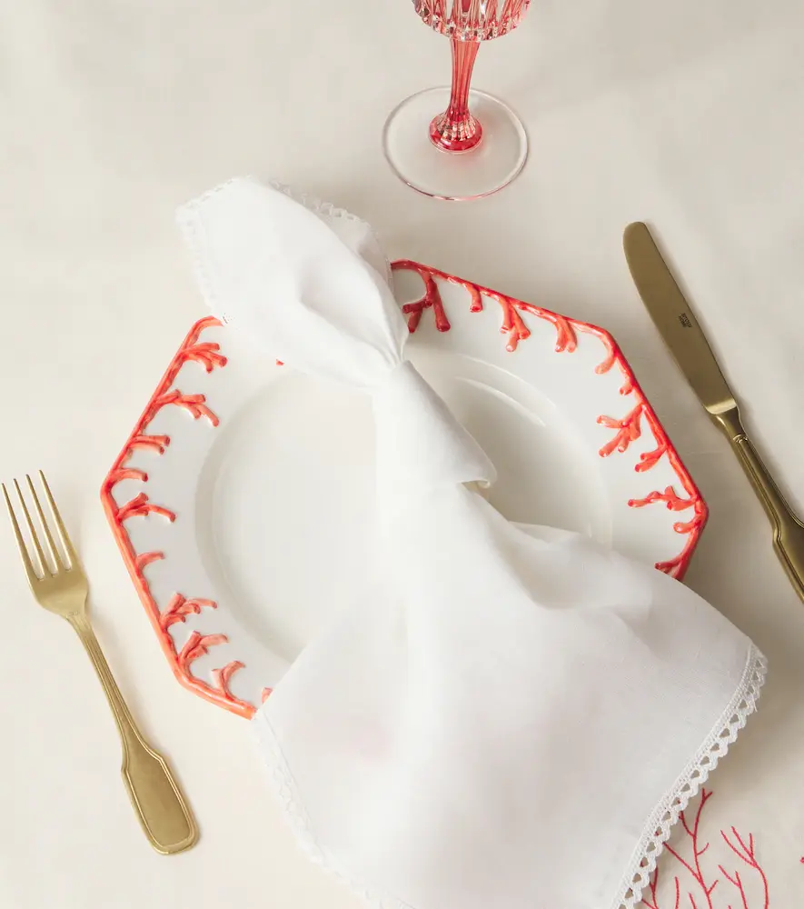 Once Milano Set of 4 lace-trimmed linen napkins | Thumbnail 3