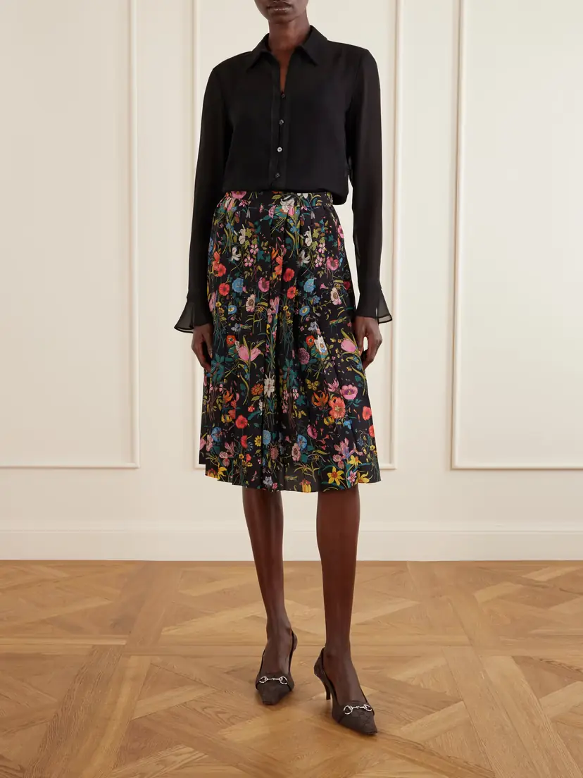Gucci Lace-trimmed Silk-crepe Shirt | Thumbnail 2