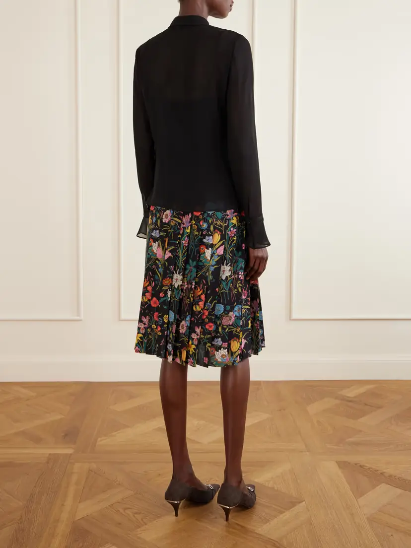 Gucci Lace-trimmed Silk-crepe Shirt | Thumbnail 4