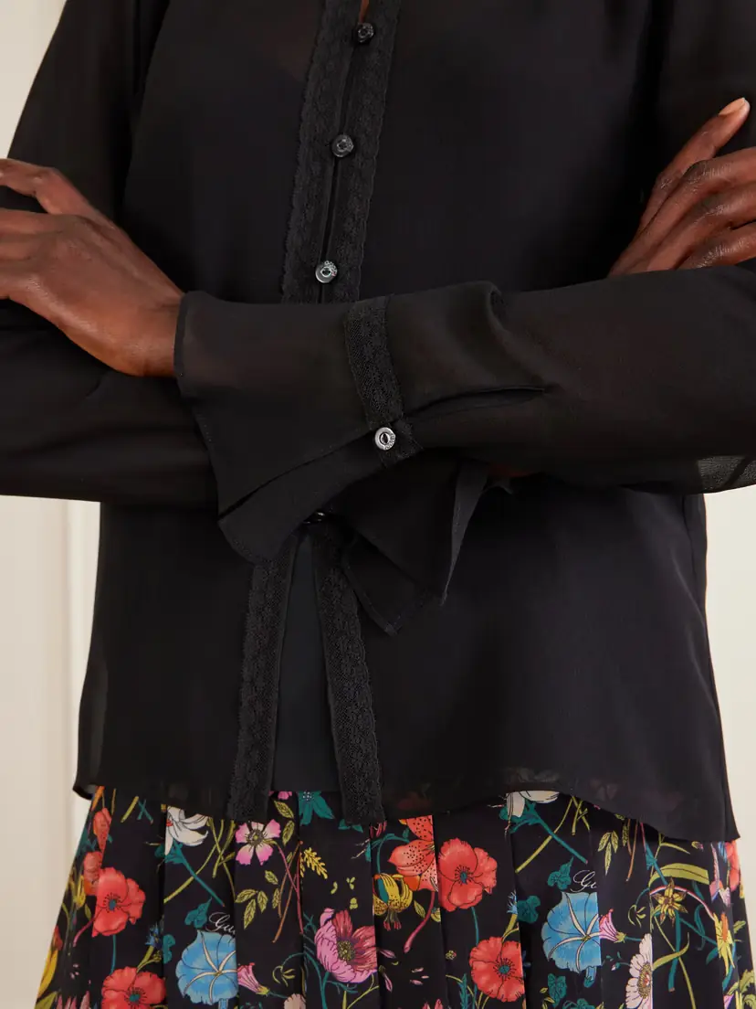 Gucci Lace-trimmed Silk-crepe Shirt | Thumbnail 5