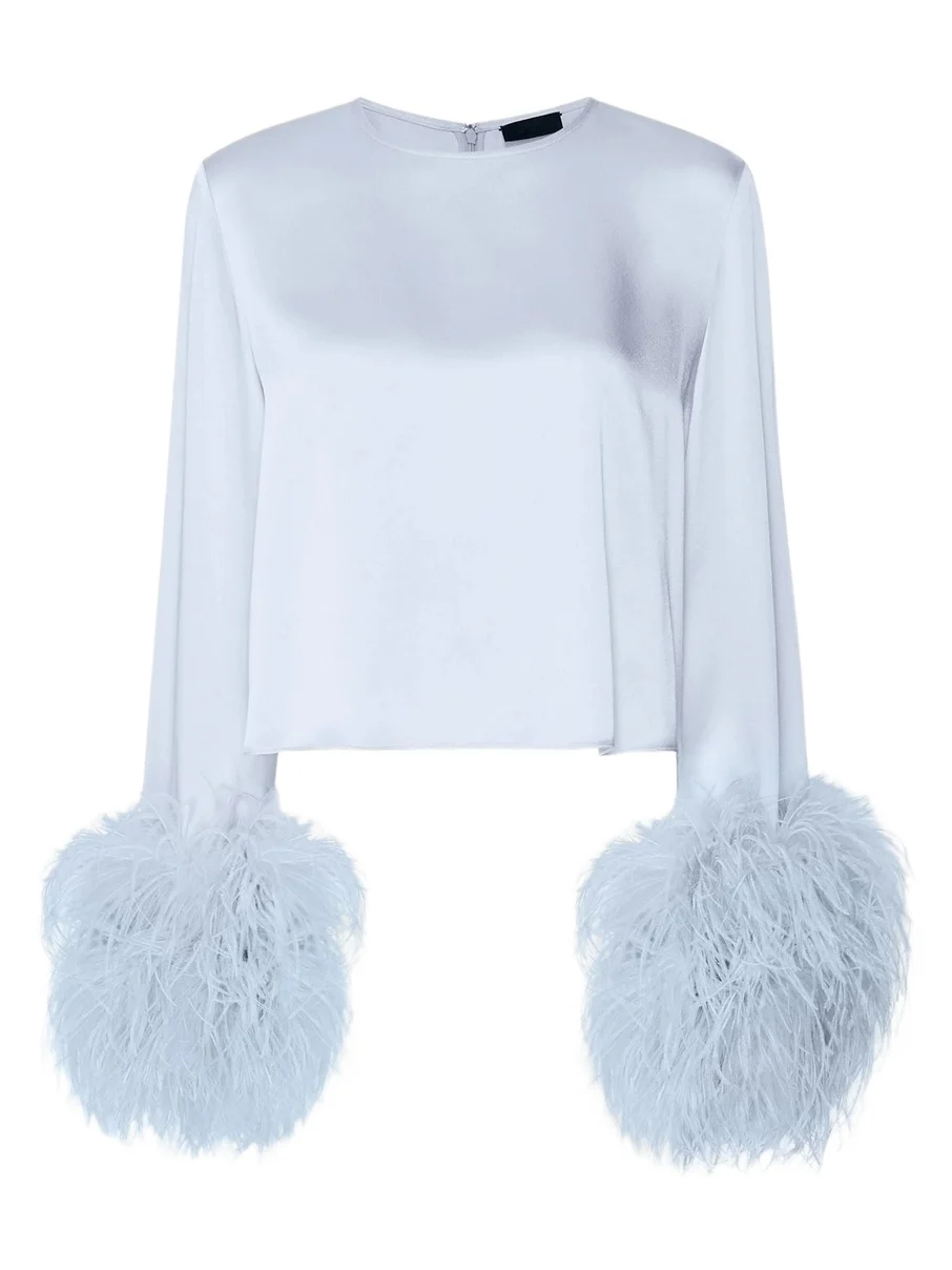 Satin Top With Feathers Satin Top With Feathers