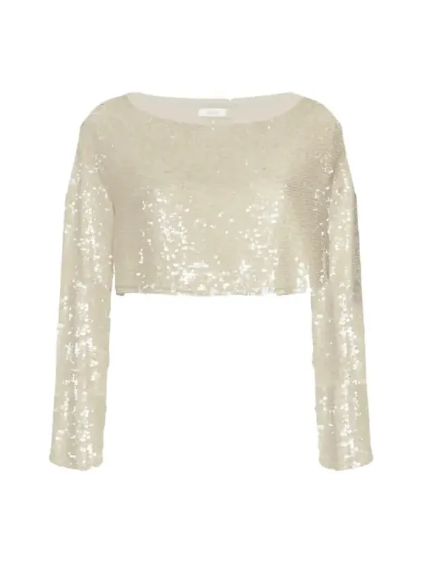 Sequin Cropped Boatneck Top Sequin Cropped Boatneck Top
