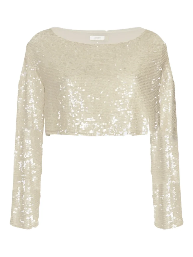 Lapointe Sequin Cropped Boatneck Top