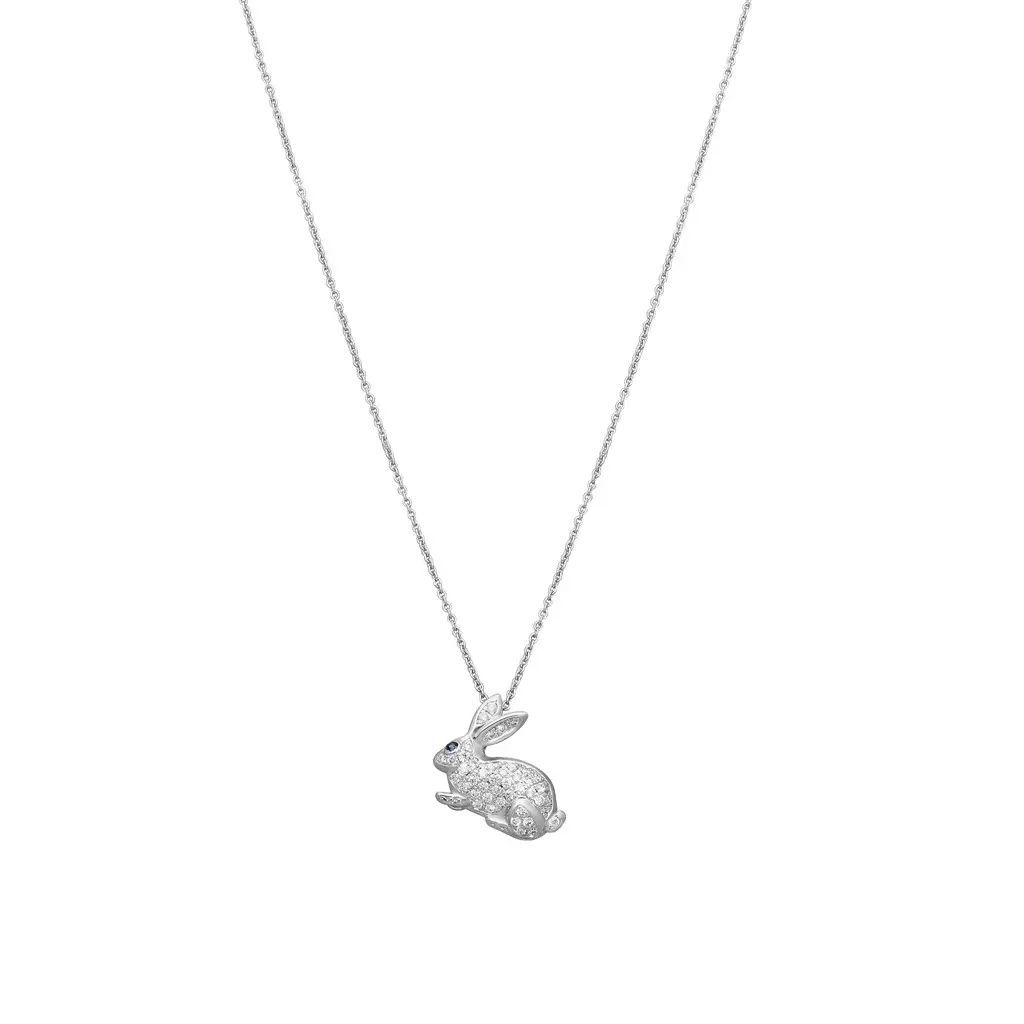 Roberto Coin Roberto Coin 18K White Gold Diamond & Sapphire Rabbit Pendant Necklace by The Solist