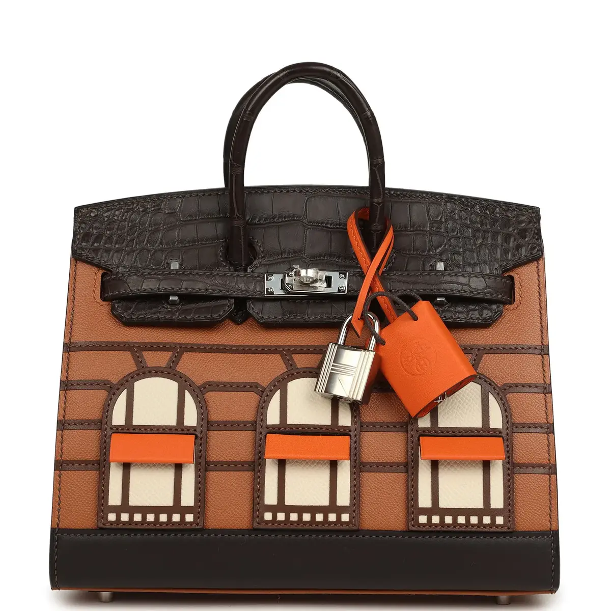 HERMÈS Hermes "Day" Faubourg Birkin Sellier 20 Ebene Matte Alligator Palladium Hardware