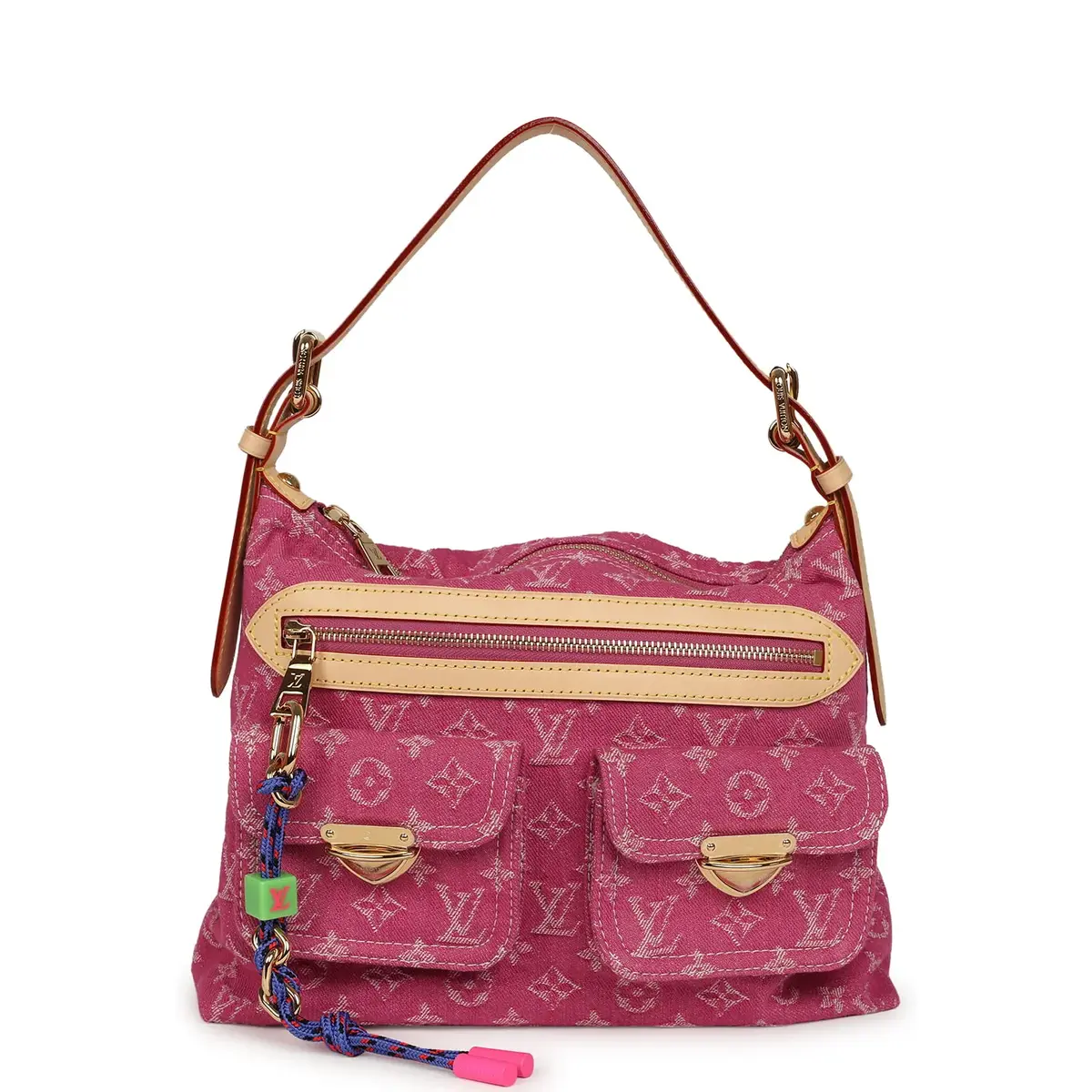 Louis Vuitton Louis Vuitton Baggy NM Fuchsia Denim Monogram Gold Hardware | Image 1 Louis Vuitton Louis Vuitton Baggy NM Fuchsia Denim Monogram Gold Hardware | Image 1