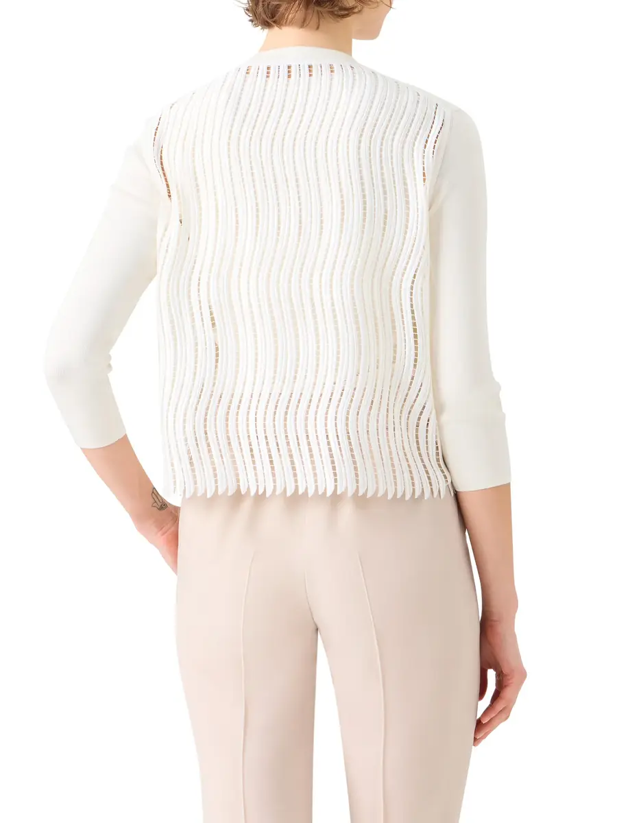 Akris Silk Wave Guipure Lace-Back Cardigan | Thumbnail 4 Akris Silk Wave Guipure Lace-Back Cardigan | Thumbnail 4