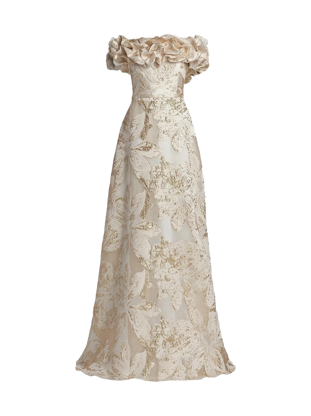 Women's Brocade Scrunched Off-The-Shoulder Gown Women's Brocade Scrunched Off-The-Shoulder Gown