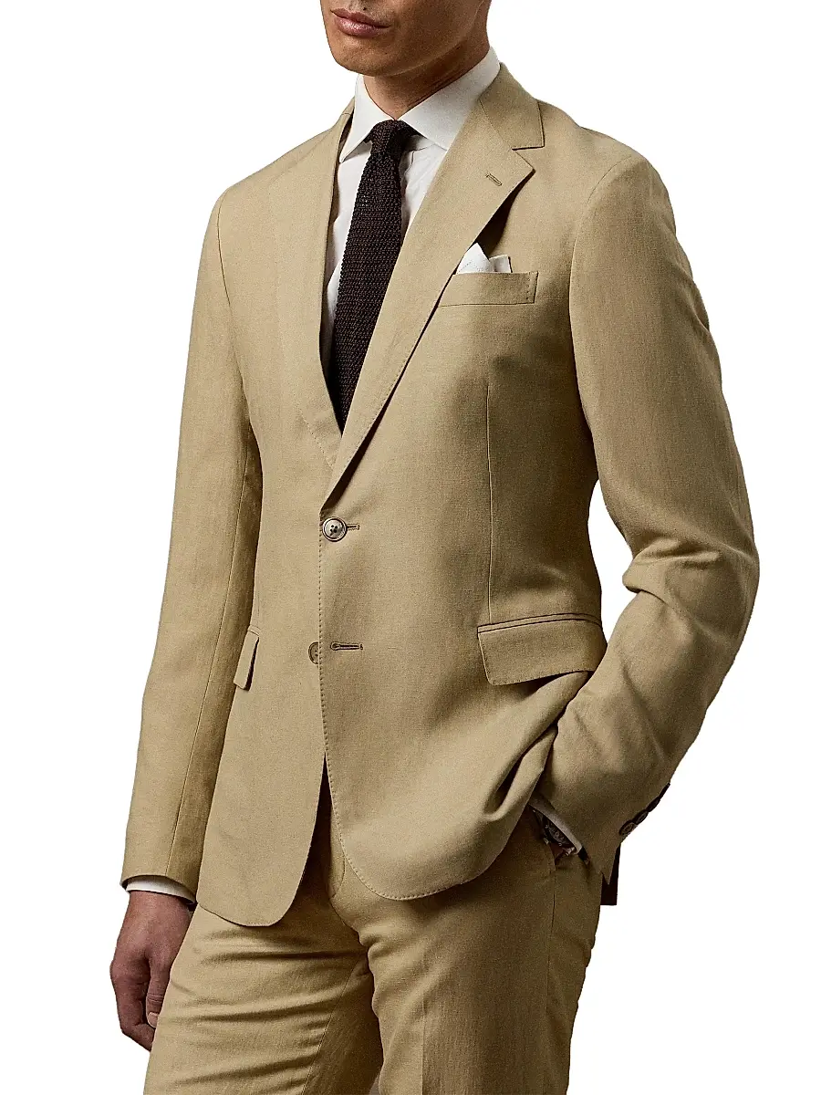 Ralph Lauren Purple Label Men's Notch Lapel Silk-Linen Single-Breasted Sport Coat | Thumbnail 2