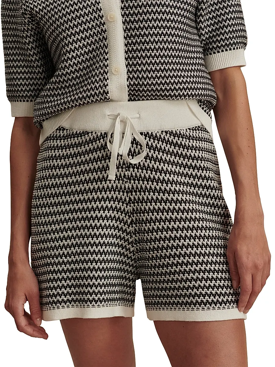 Varley Women's Villiers Zigzag Cotton Shorts - Snow White Black | Thumbnail 3 Varley Women's Villiers Zigzag Cotton Shorts - Snow White Black | Thumbnail 3
