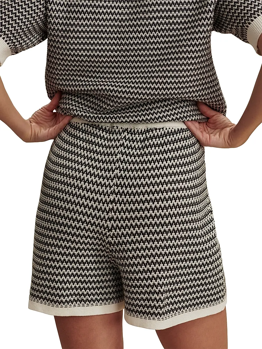 Varley Women's Villiers Zigzag Cotton Shorts - Snow White Black | Thumbnail 5 Varley Women's Villiers Zigzag Cotton Shorts - Snow White Black | Thumbnail 5