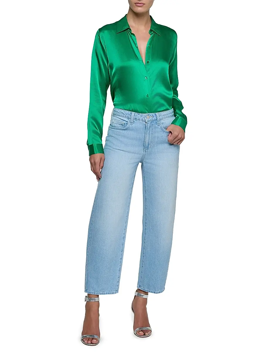L'Agence Women's Mallis High-Rise Barrel-Leg Crop Jeans | Thumbnail 2 L'Agence Women's Mallis High-Rise Barrel-Leg Crop Jeans | Thumbnail 2