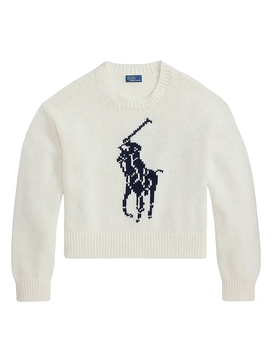 Polo Ralph Lauren Women's Logo-Knit Cotton Sweater - White | Image 1 Polo Ralph Lauren Women's Logo-Knit Cotton Sweater - White | Image 1