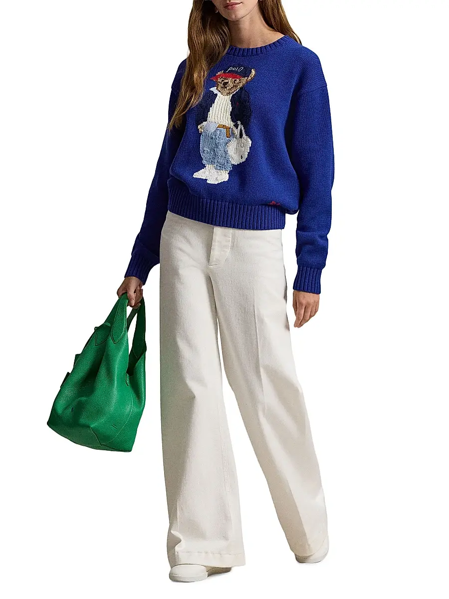 Polo Ralph Lauren Women's Polo Bear Cotton Crewneck Sweater | Thumbnail 2 Polo Ralph Lauren Women's Polo Bear Cotton Crewneck Sweater | Thumbnail 2