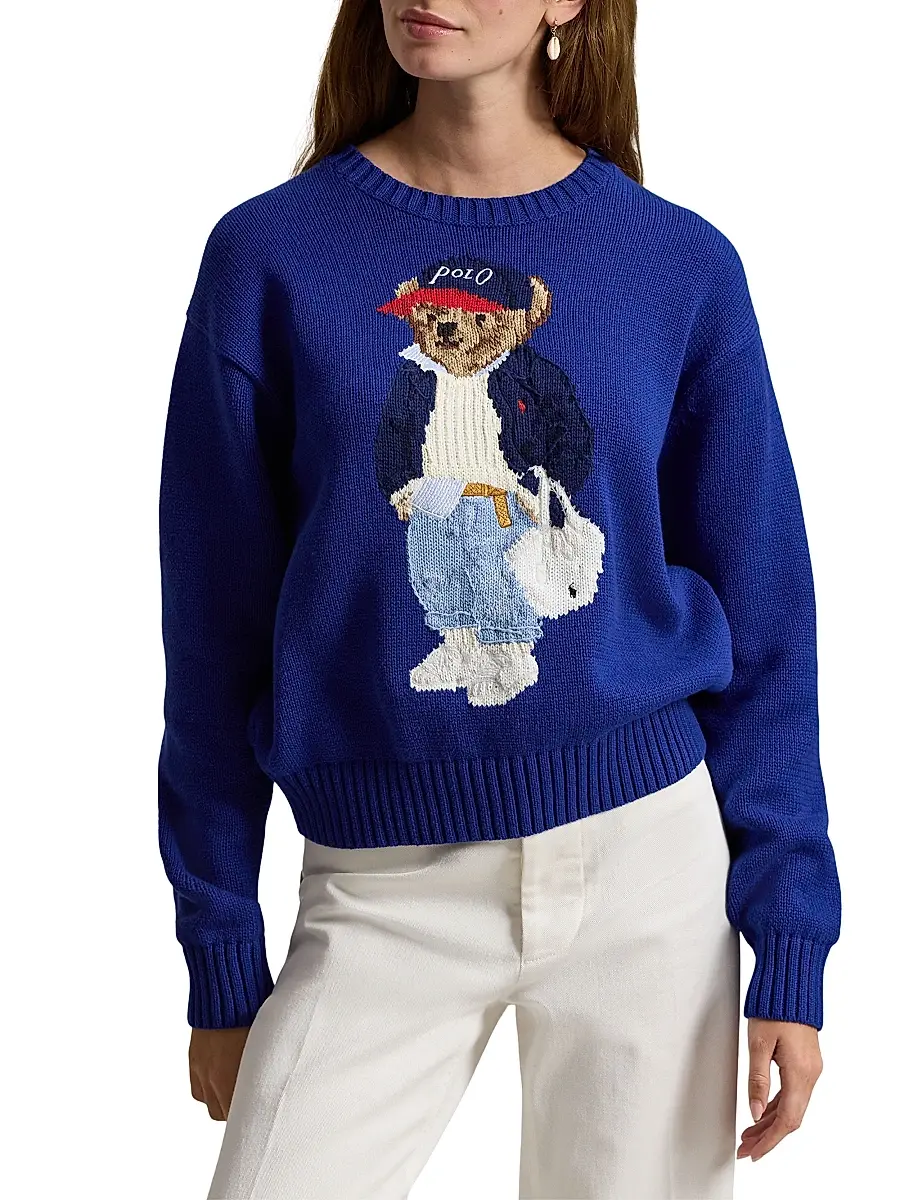 Polo Ralph Lauren Women's Polo Bear Cotton Crewneck Sweater | Thumbnail 3 Polo Ralph Lauren Women's Polo Bear Cotton Crewneck Sweater | Thumbnail 3