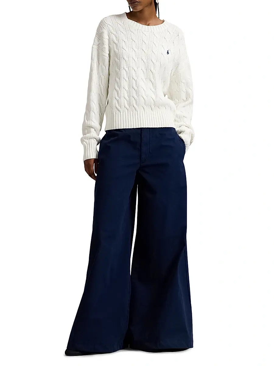 Polo Ralph Lauren Women's Logo Cable-Knit Cotton Sweater | Thumbnail 2 Polo Ralph Lauren Women's Logo Cable-Knit Cotton Sweater | Thumbnail 2