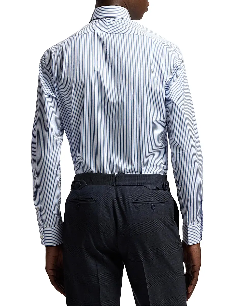 Ralph Lauren Purple Label Men's Striped-Cotton Dress Shirt - White Blue | Thumbnail 5
