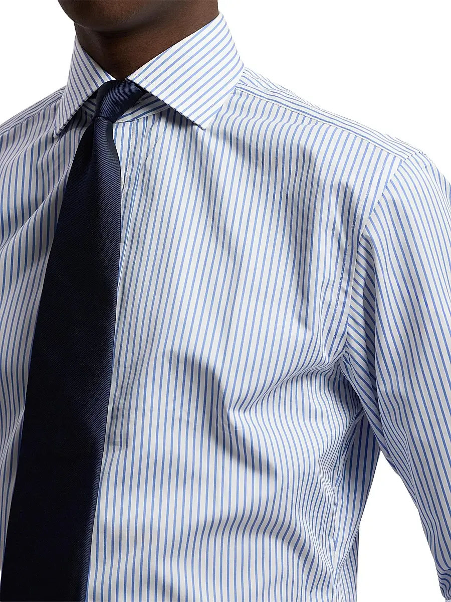 Ralph Lauren Purple Label Men's Striped-Cotton Dress Shirt - White Blue | Thumbnail 6