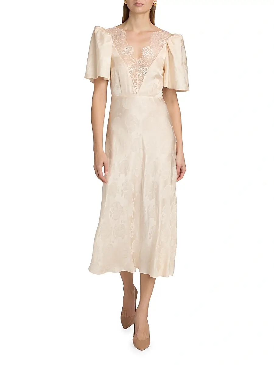 Ronny Kobo Women's Philo Floral Satin Midi-Dress | Thumbnail 2