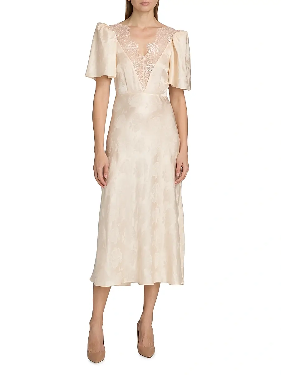 Ronny Kobo Women's Philo Floral Satin Midi-Dress | Thumbnail 3