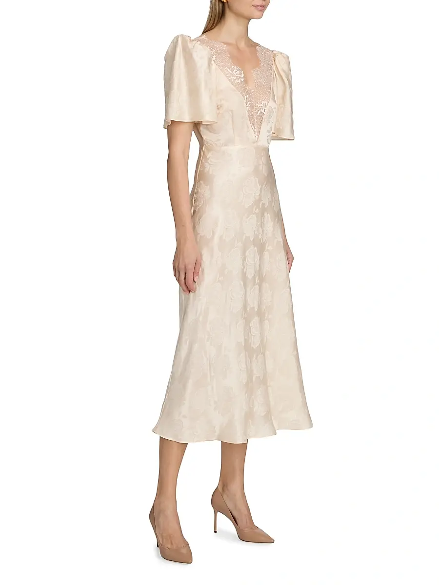 Ronny Kobo Women's Philo Floral Satin Midi-Dress | Thumbnail 4