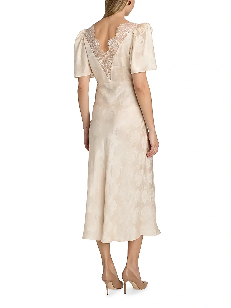 Ronny Kobo Women's Philo Floral Satin Midi-Dress | Thumbnail 5