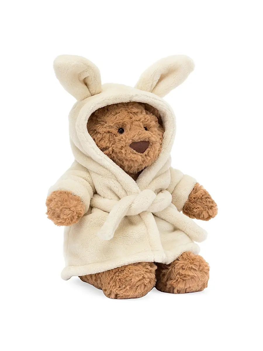 Jellycat Bartholomew Bear Bathrobe Plush Toy - Brown | Image 1 Jellycat Bartholomew Bear Bathrobe Plush Toy - Brown | Image 1