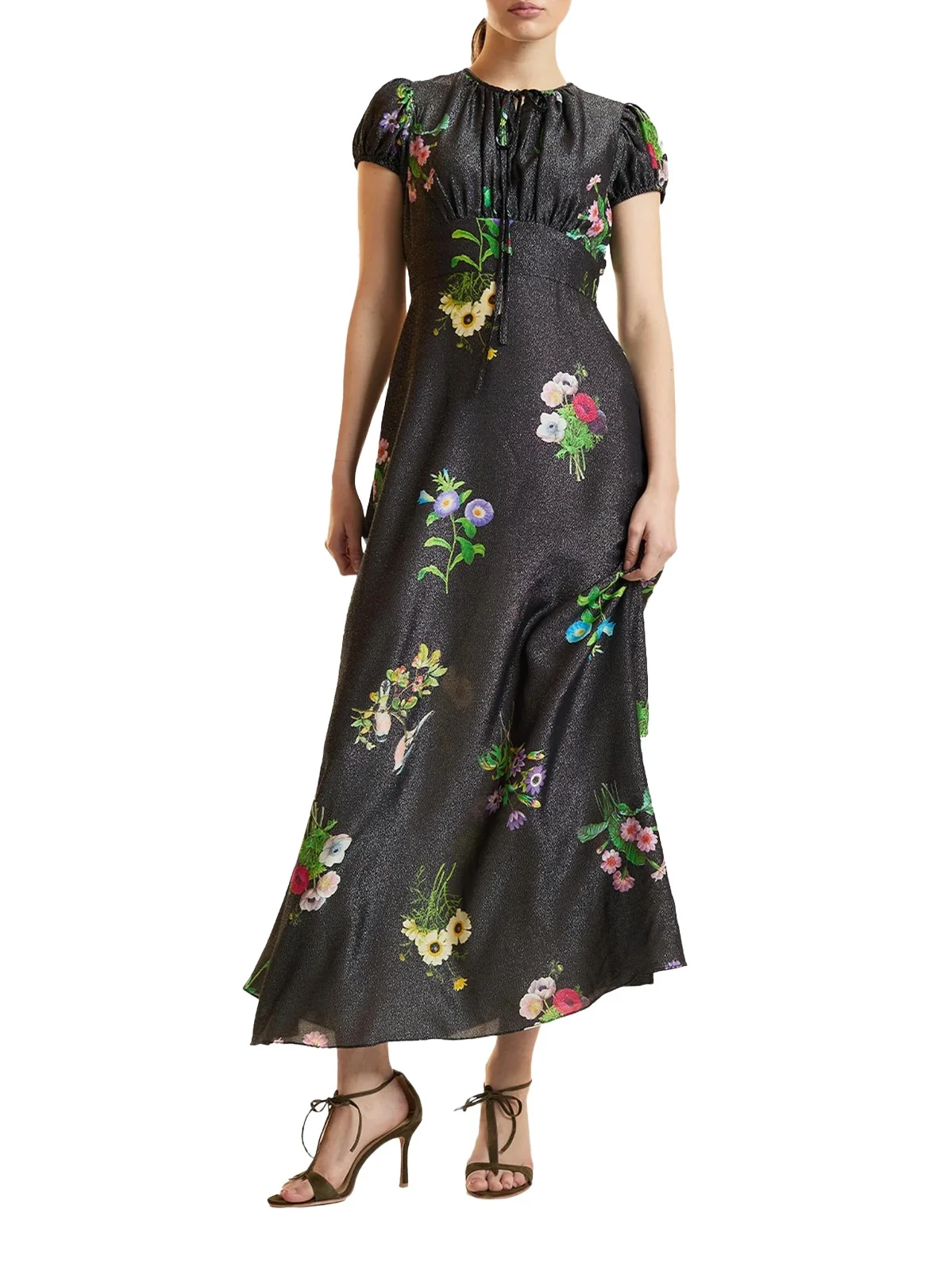 Women's Printed Puff Sleeve Midi-Dress Women's Printed Puff Sleeve Midi-Dress