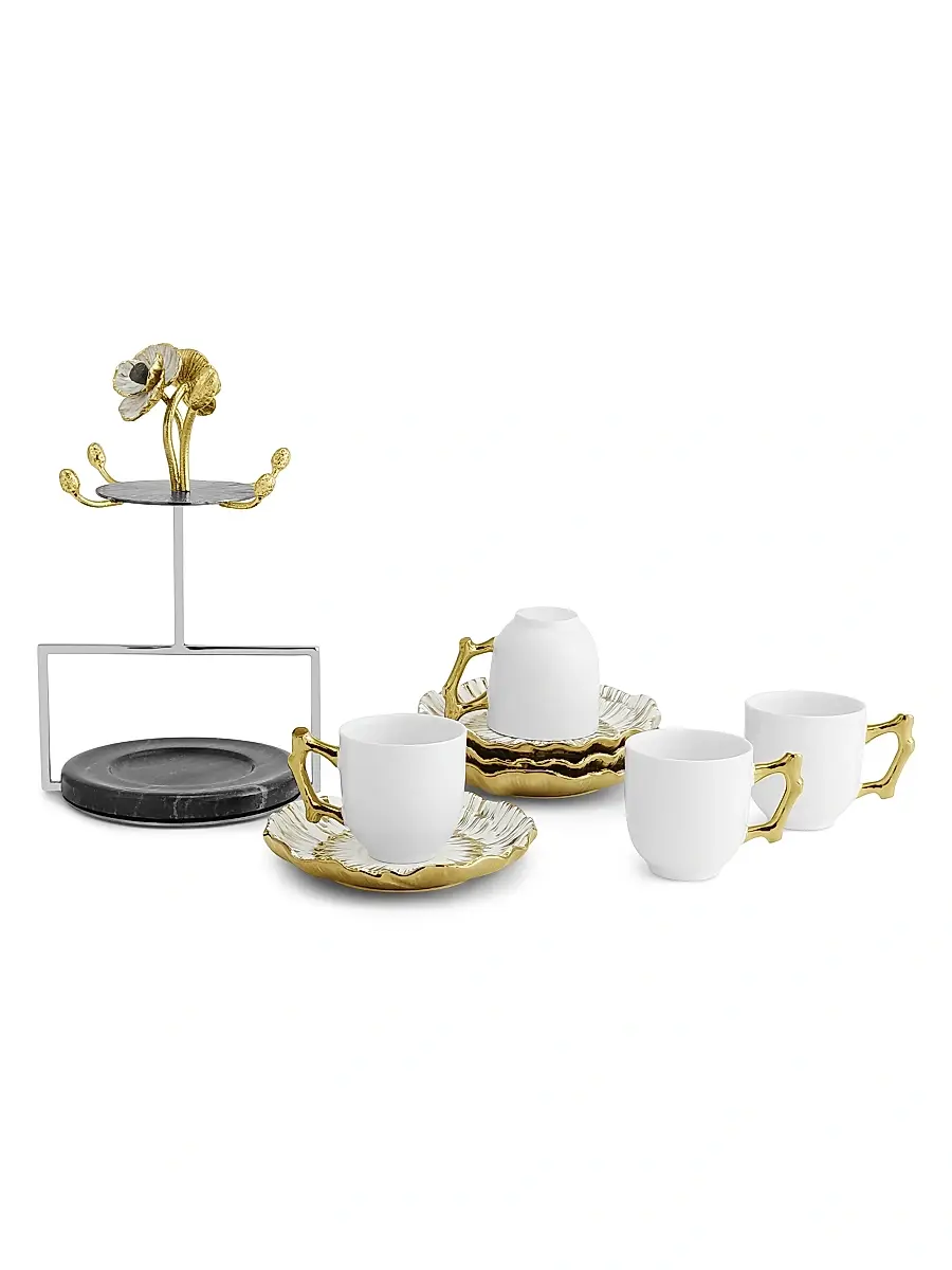 Michael Aram Anemone Demitasse Set & Stand | Thumbnail 4 Michael Aram Anemone Demitasse Set & Stand | Thumbnail 4