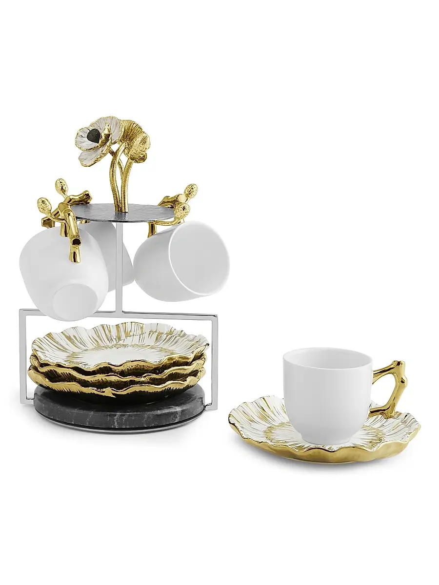 Michael Aram Anemone Demitasse Set & Stand | Thumbnail 5 Michael Aram Anemone Demitasse Set & Stand | Thumbnail 5