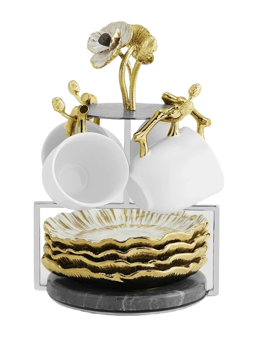 Michael Aram Anemone Demitasse Set & Stand
