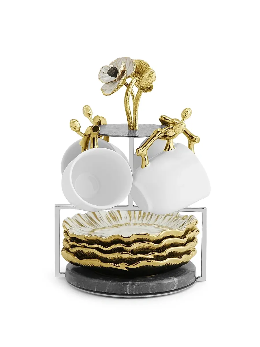 Michael Aram Anemone Demitasse Set & Stand