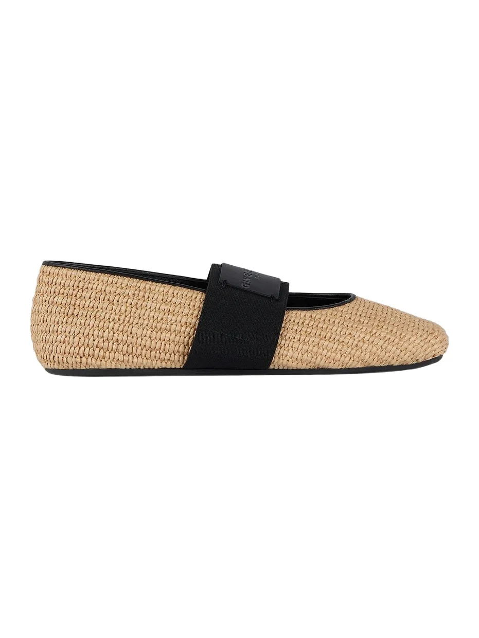 Givenchy Women's Sliced Square Raffia-Effect Ballerinas