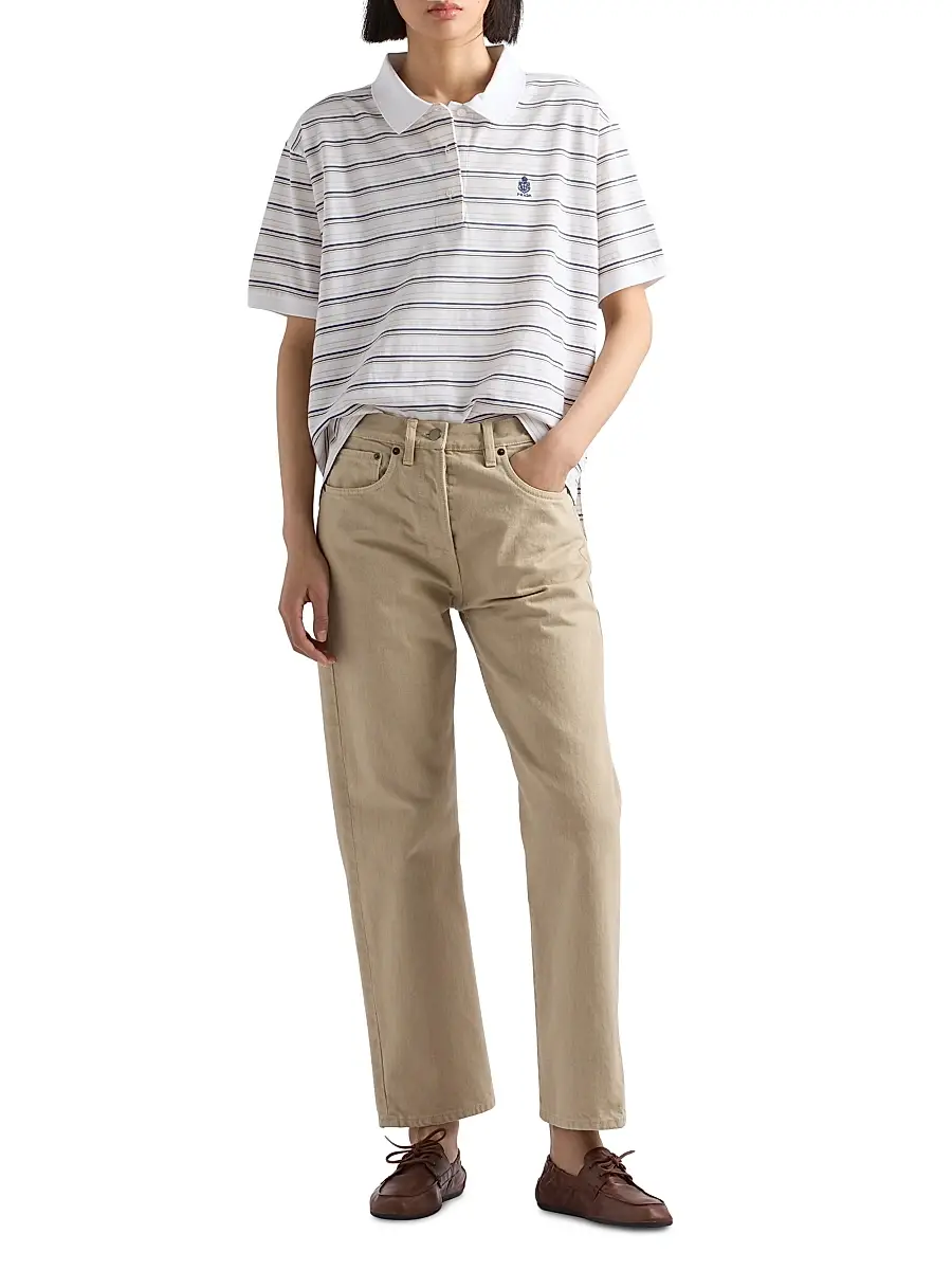 Prada Women's Striped Piqué Polo Shirt - White | Thumbnail 2 Prada Women's Striped Piqué Polo Shirt - White | Thumbnail 2