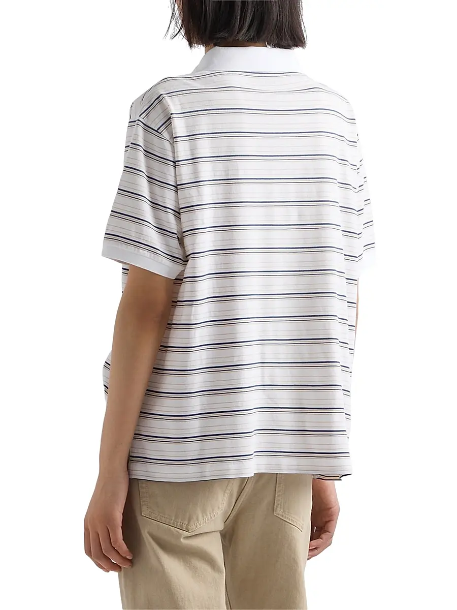 Prada Women's Striped Piqué Polo Shirt - White | Thumbnail 4 Prada Women's Striped Piqué Polo Shirt - White | Thumbnail 4