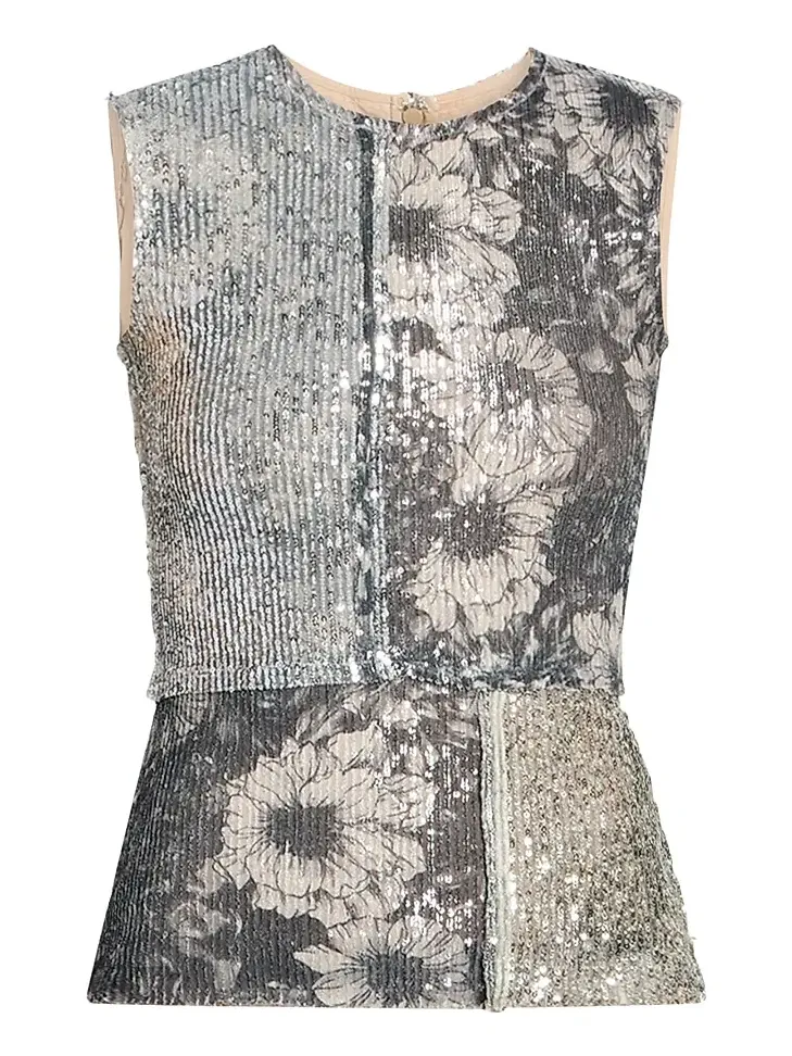 Maison Margiela Women's Sequin Floral Sleeveless Top