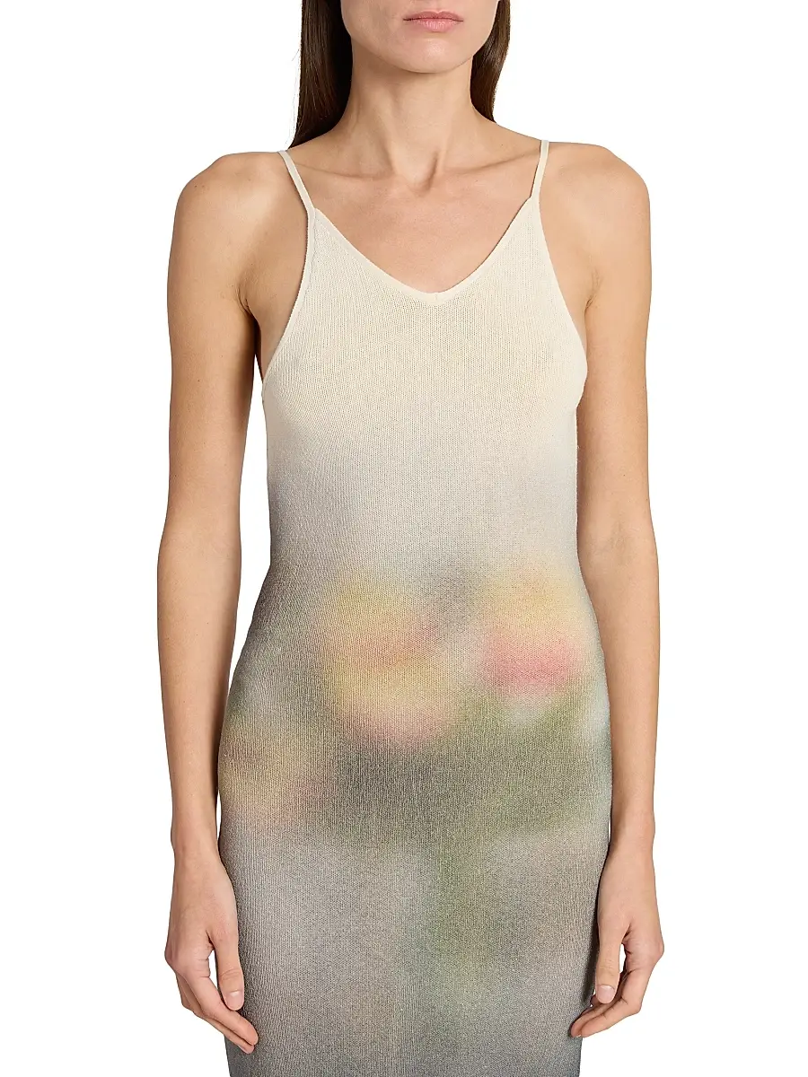 Maison Margiela Women's Floral Knit Cotton Midi-Dress | Thumbnail 6