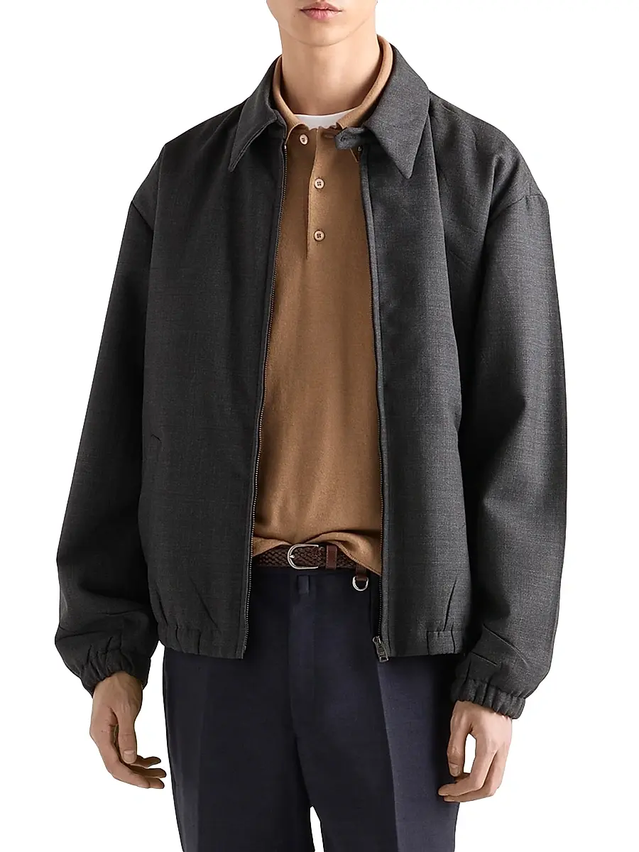 Prada Men's Cashmere and Silk Polo Shirt | Thumbnail 2 Prada Men's Cashmere and Silk Polo Shirt | Thumbnail 2