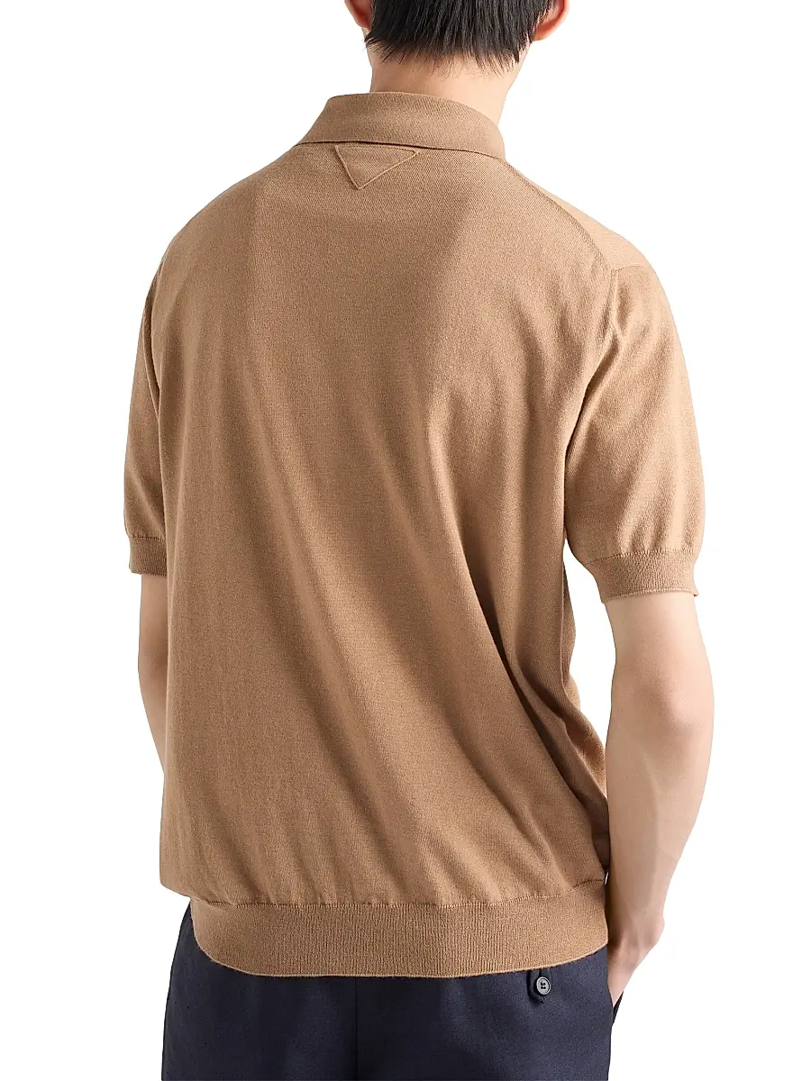 Prada Men's Cashmere and Silk Polo Shirt | Thumbnail 4 Prada Men's Cashmere and Silk Polo Shirt | Thumbnail 4