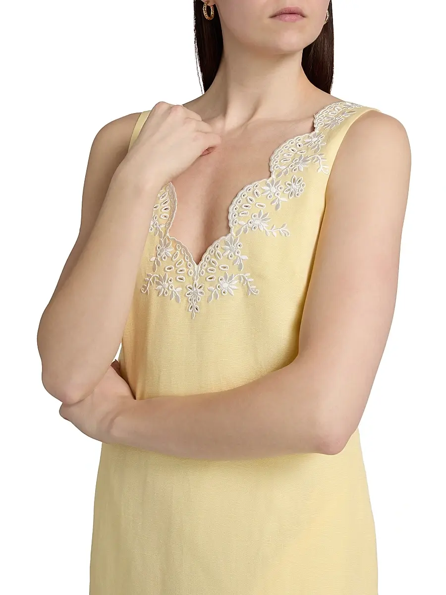 Simkhai Women's Edena Embroidered Linen Minidress | Thumbnail 6 Simkhai Women's Edena Embroidered Linen Minidress | Thumbnail 6